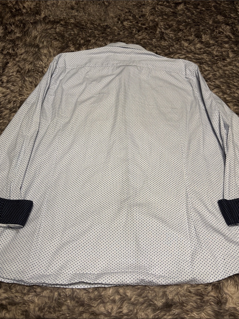 Soul of London White Dress Shirt with Navy Micro Dot and Contrast Trim - Picture 4 of 5